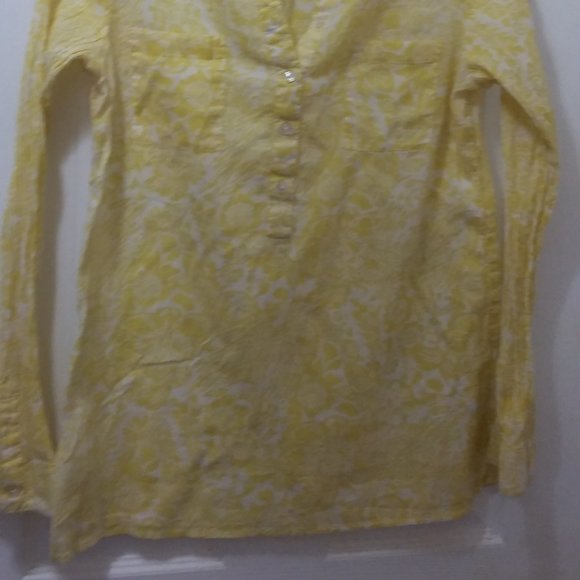 Yellow patterned blouse - long sleeve - Picture 2 of 4